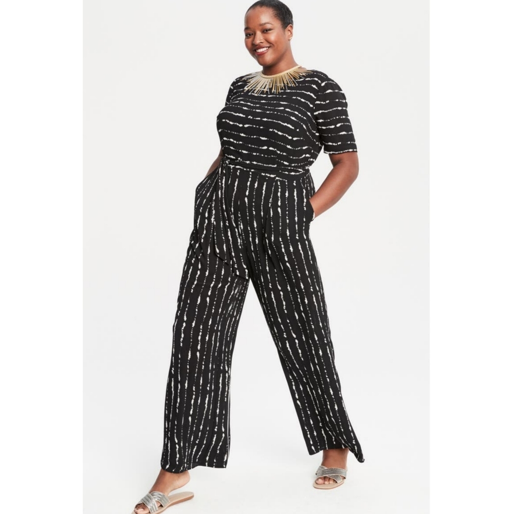 Vince Camuto Impressions Stripe Belted Plus Size Jumpsuit Pants Suit Size 18W